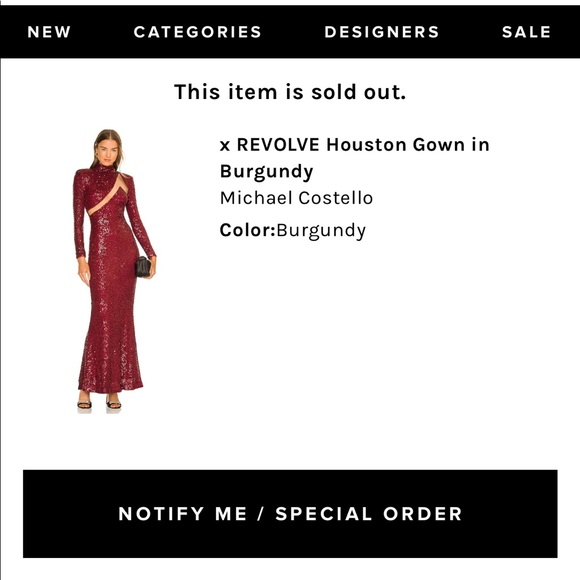 Michael Costello x Revolve Houston Burgundy Dress Size Small